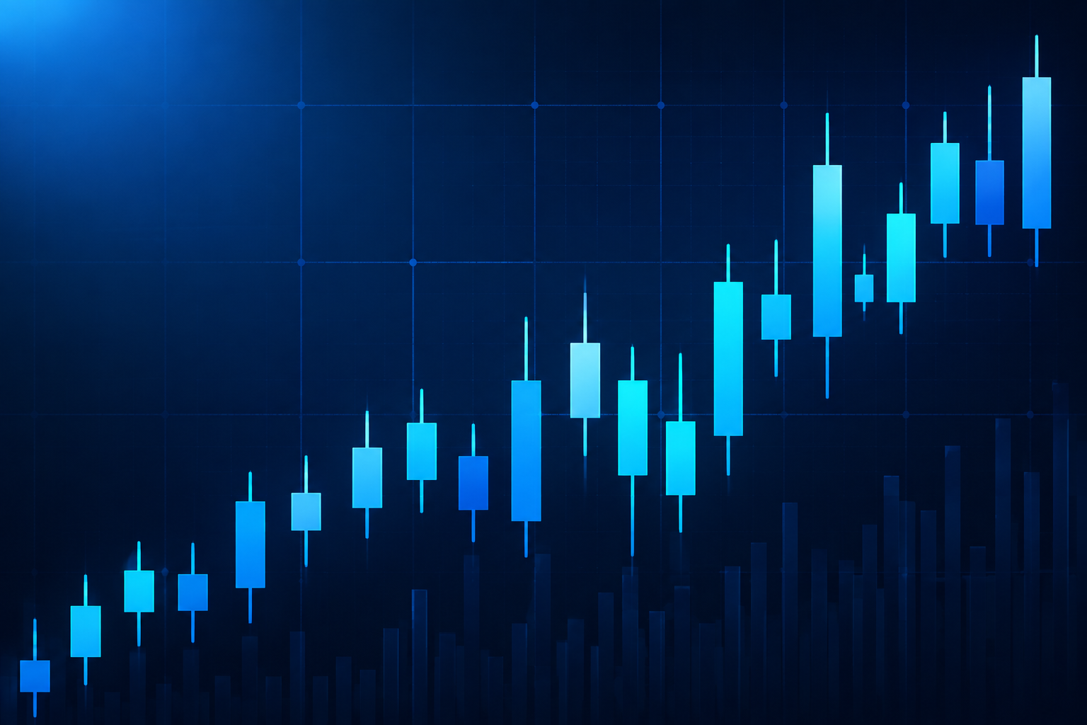 Blue candlestick chart for trading fundamentals